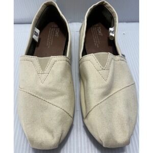 TOMS Classic Canvas Slip On‎ Shoes Women Size 9.5 Beige Casual Flats